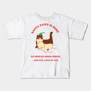 Santa Paws is here! Merry Christmas Kids T-Shirt